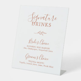 ミニマル リーフ | テラコッタ オレンジ シグネチャードリンク 台座サイン