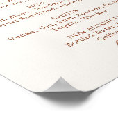 ミニマル リーフ | ボーホー クリーム ウェディング ドリンク メニュー ポスター (角)