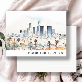 ミニマル ロサンゼルス, カリフォルニア 水彩画 トラベル ポストカード