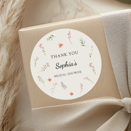 ミニマル ワイルドフラワー ブジェット ブライダル シャワー サンクス ラウンドシール