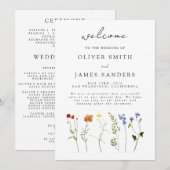 ミニマル ワイルドフラワー LGBTQ ゲイ プライド フローラル ウェディング プログラム (正面/裏面)