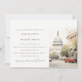 ミニマル ワシントンDC ウォーターカラー リハーサル ディナー 招待状 (正面)