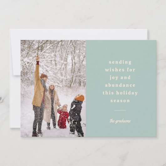 ミニマル ヴィンテージ ブルー タイポグラフィー  ホリデーシーズンへの願い シーズンカード (正面)