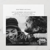 ミニマル 延期された結婚式の最新情報写真 案内状 (正面/裏面)