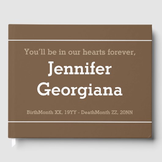 ミニマル&悔やみや弔慰シンプルゲストブック ゲストブック (正面)