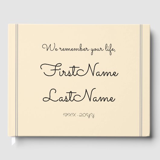 ミニマル&悔やみや弔慰パーソナライズされたゲストブック ゲストブック (正面)