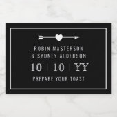 ミニマル |日付の保存 |ミニラベル |黒 スパークリングワインラベル (シングルラベル)