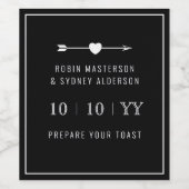 ミニマル |日付の保存 |ワインラベル |黒 ワインラベル (シングルラベル)