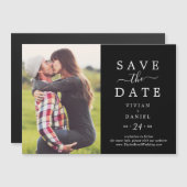 ミニマル |暗い黒い写真の日付を保存 マグネット招待状 (正面/裏面)