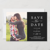 ミニマル |暗い黒い写真の日付を保存 マグネット招待状 (正面)