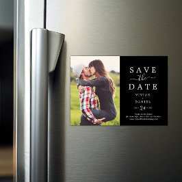 ミニマル |暗い黒い写真の日付を保存 マグネット招待状