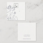 ミニマル《植物》スイレンフローラスケッチイヤリング表示 スクエア名刺 (正面/裏面)