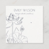 ミニマル《植物》スイレンフローラスケッチイヤリング表示 スクエア名刺 (正面)