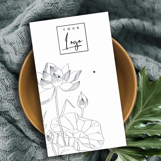 ミニマル《植物》スイレンフローラスケッチイヤリング表示 名刺