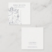 ミニマル《植物》スイレンフローラスケッチヘアクリップ表示 スクエア名刺 (正面/裏面)