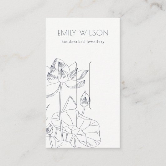 ミニマル《植物》スイレンフローラスケッチヘアクリップ表示 名刺 (正面)