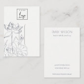 ミニマル《植物》スイレンフローラスケッチヘアクリップ表示 名刺 (正面/裏面)