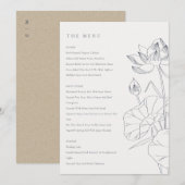 ミニマル《植物》スイレンフローラスケ結婚ッチのメニューカード サンキューカード (正面/裏面)