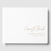 ミニマル，白い手書きスクリプ結婚ト ゲストブック (正面)