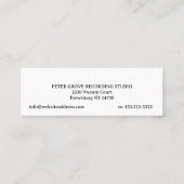 ミニマル.白い背景の黒い高音クレフ、 音符記号 スキニー名刺 (裏面)