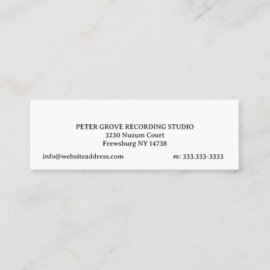 ミニマル.白い背景の黒い高音クレフ、 音符記号 スキニー名刺 (裏面)