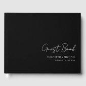ミニマル、白黒の手書きスクリプ結婚ト ゲストブック (正面)