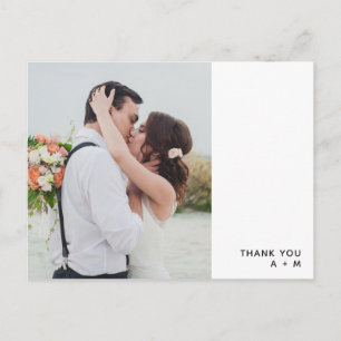 ミニマル 白 写真結婚に感謝 ポストカード