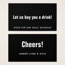 ミニマル、編集可能なホワイトオンブラックドリンクチケット