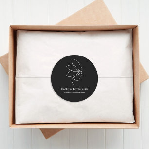 ミニマル,美しい,ロゴ,ラインアートブラック ラウンドシール