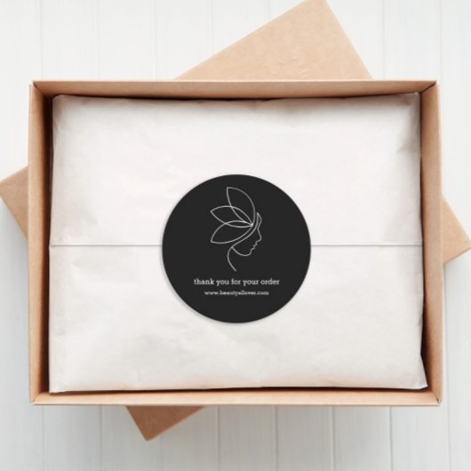 ミニマル,美しい，ロゴ，ラインアートブラック ラウンドシール