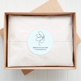 ミニマル,美しい，ロゴ，ラインアートブルー ラウンドシール