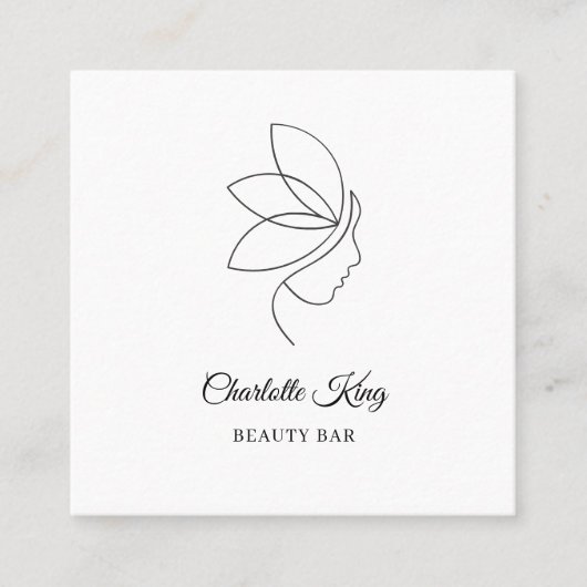 ミニマル,美しい，ロゴ，ラインアート，サロン スクエア名刺 (正面)