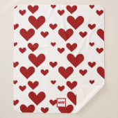 ミニマル,赤いハート,白背景モノグラム シェルパブランケット (正面)