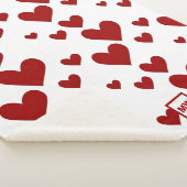 ミニマル,赤いハート,白背景モノグラム シェルパブランケット (3/4)