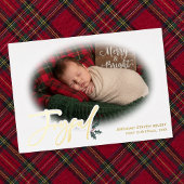 ミニマル 赤ちゃんの最初のクリスマス 喜び 箔シーズンカード