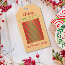 ミニマル、赤、緑のメリークリスマスの挨拶 ギフトタグ