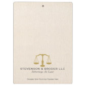 ミニマル、金ゴールドスケール付きベージュリネン クリップボード (裏面)