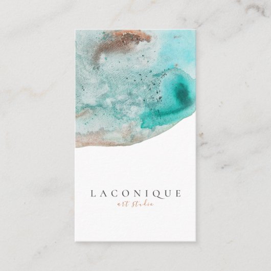 ミニマル |青 |アクア |水彩 名刺 (正面)