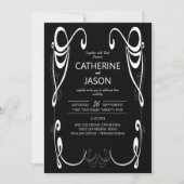 ミニマル |黒いオールインワン結婚式招待状 招待状 (正面)
