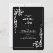 ミニマル |黒いオールインワン結婚式招待状 招待状 (正面)