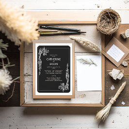 ミニマル |黒いオールインワン結婚式招待状 招待状