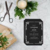 ミニマル |黒いオールインワン結婚式招待状 招待状