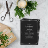 ミニマル |黒いオールインワン結婚式招待状 招待状