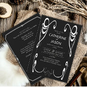 ミニマル |黒いオールインワン結婚式招待状 招待状