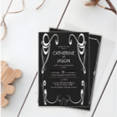 ミニマル |黒いオールインワン結婚式招待状 招待状