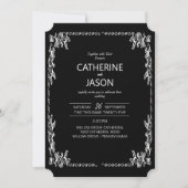 ミニマル |黒いオールインワン結婚式招待状 招待状 (正面)