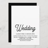 ミニマル – 黒と白 – 結婚s 招待状 (正面/裏面)