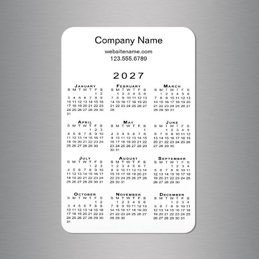 ミニマル 2027年 カレンダー 会社名 情報 白 マグネット