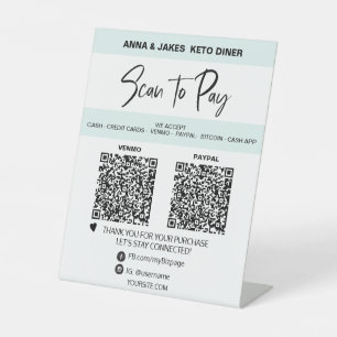 *~* ミニマル - 2 QR支払い-テーブルトップテーブルテント 台座サイン