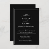 ミニマル | Black All 結婚 In One's 招待状 (正面/裏面)